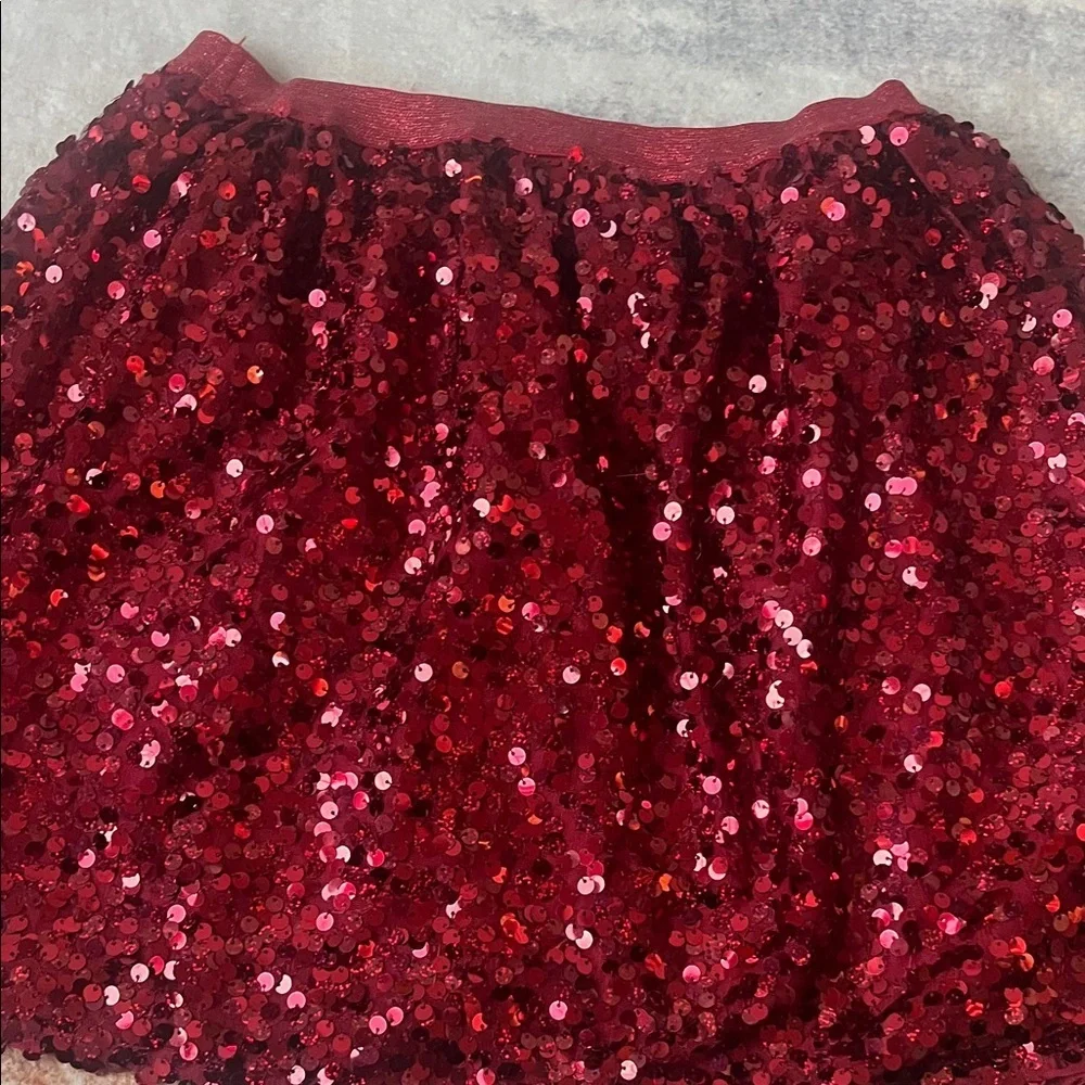 (093)Cat & Jack Sparkling Red Sequin Mini Skirt
